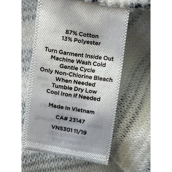 Talbots Top Plus Size X Textured 3/4 Puff Sleeve Tee White Navy Striped Nautical - Picture 5 of 7